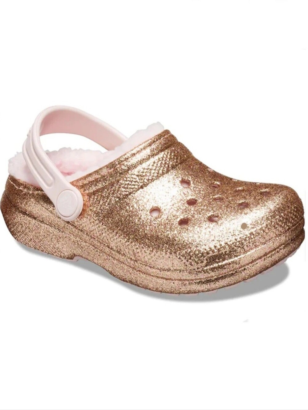 CROCS Glitter Rose Gold Fuzzy-Lined Clog